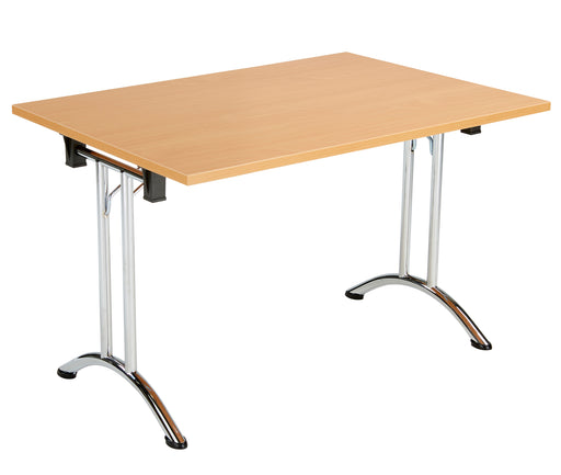 One Union Rectangular Folding Table 1200 X 700 Chrome Beech