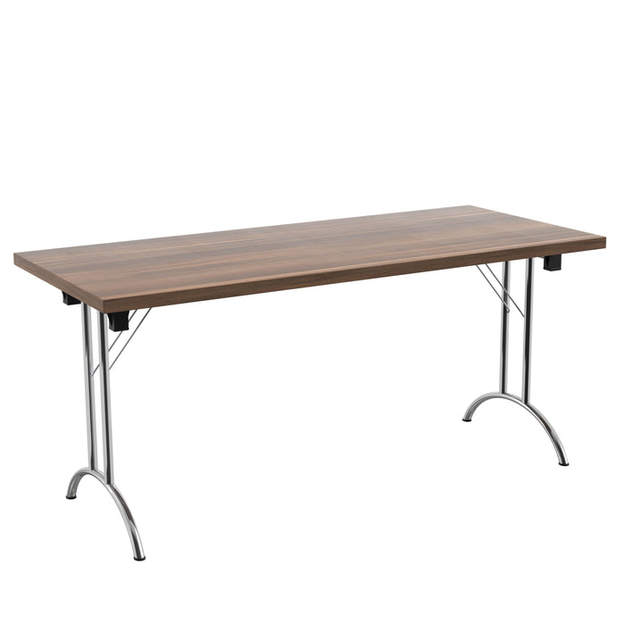 One Union Rectangular Folding Table 1600 X 700 Silver Dark Walnut
