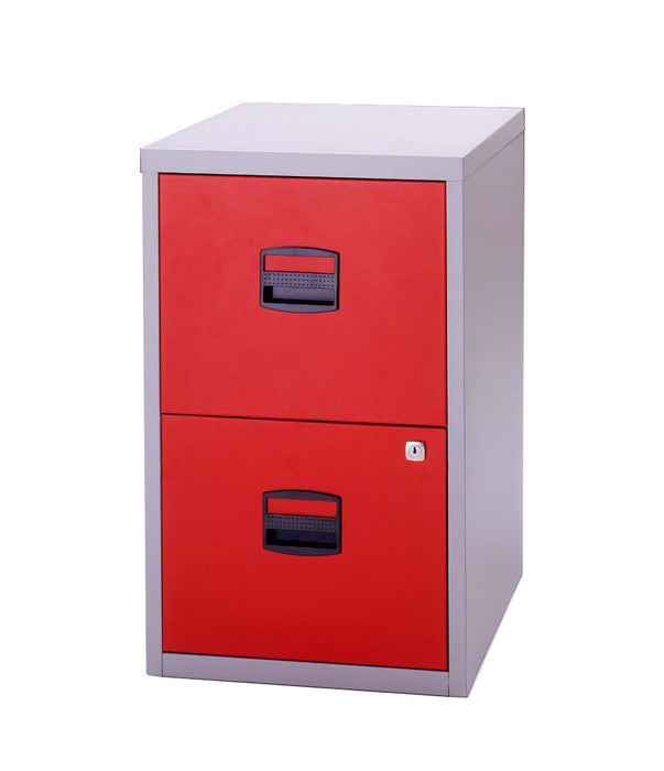 Bisley A4 Personal And Home 2 Drawer Filer Grey And Red  