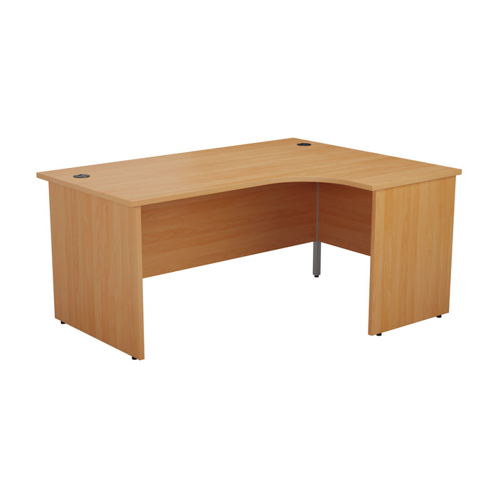 Panel Right Hand Radial Desk 1600 X 1200 Beech With Desk High 3 Drawer Pedestal