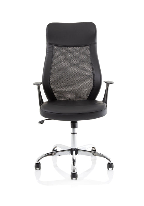 Baye High Mesh Back Task Operator Black Leather Office Chair with Arms