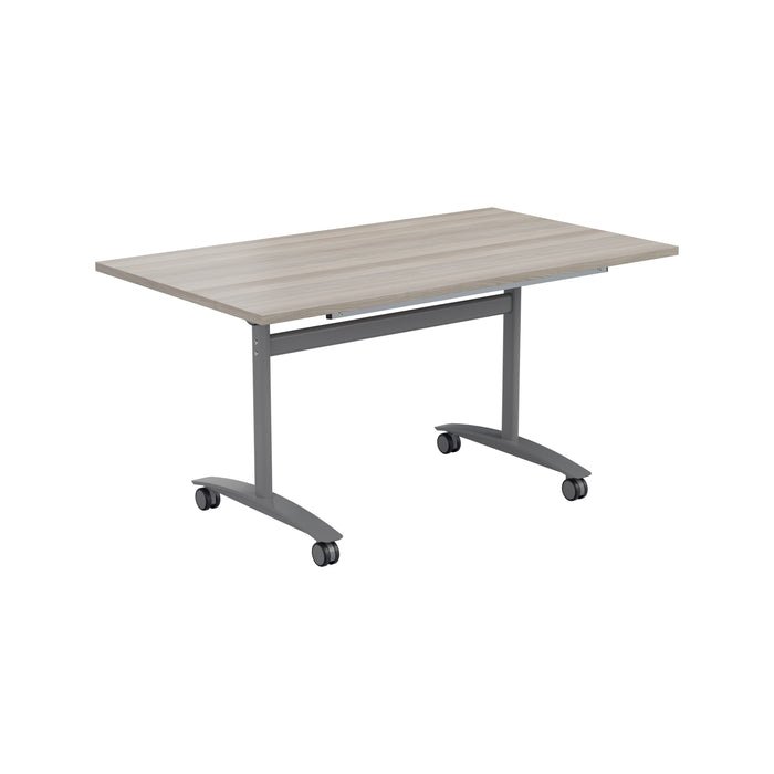 One Tilting Table With Silver Legs 1200 X 700 Grey Oak 