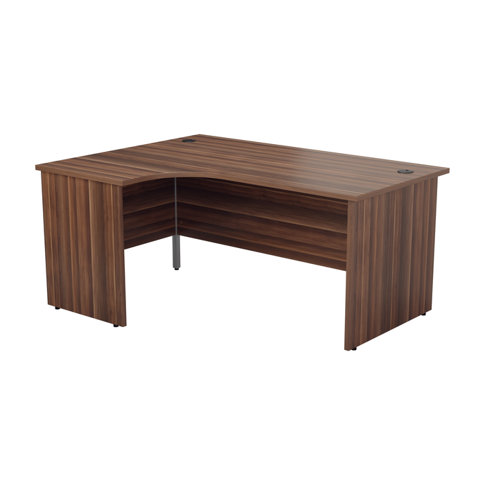 Panel Left Hand Radial Desk 1600 X 1200 Dark Walnut With Desk High 3 Drawer Pedestal