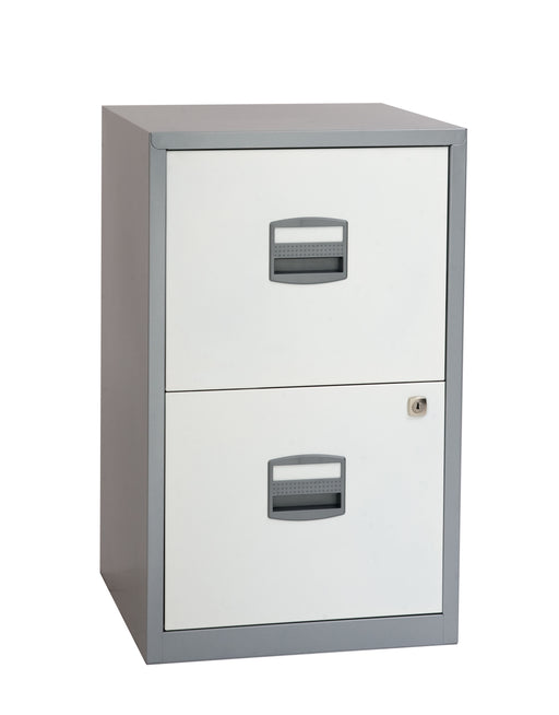 Bisley A4 Personal And Home 2 Drawer Filer Silver And White  
