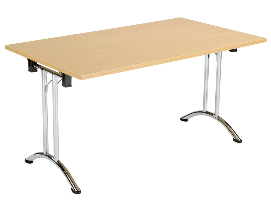 One Union Rectangular Folding Table 1400 X 700 Chrome Nova Oak