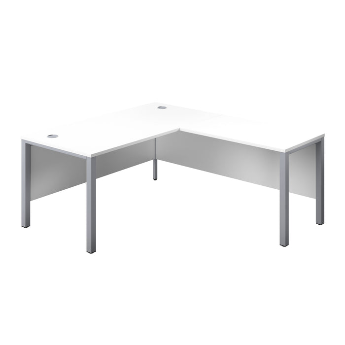 Goal Post Right Hand Return Desk 1600 X 800 White With Silver Frame 