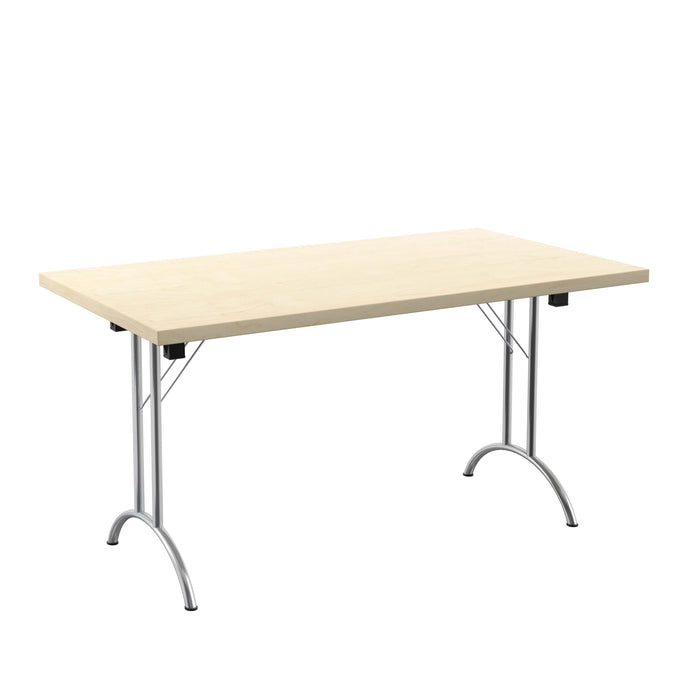 One Union Rectangular Folding Table 1400 X 800 Chrome Maple