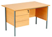 Eco 18 Rectangular Desk With Pedestal 1200 X 750 Beech With Black Frame 3 Drawer Pedestal