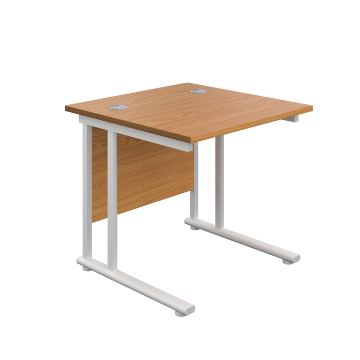 Twin Upright Nova Oak Rectangular Desk 800 X 800 White 