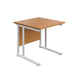 Twin Upright Nova Oak Rectangular Desk 800 X 800 White 