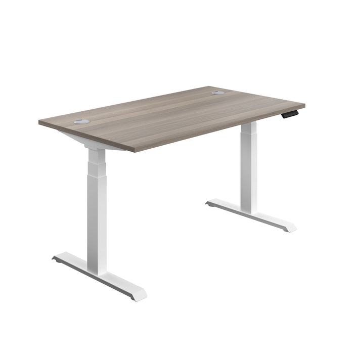 Economy Sit Stand Desk 1600 X 800 Grey Oak With White Frame 