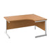 Single Upright Right Hand Radial Desk 1600 X 1200 Nova Oak With White Frame With Desk High Pedestal