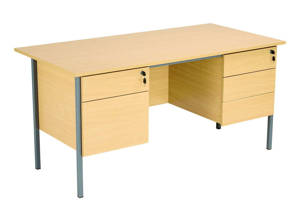 Eco 18 Rectangular Desk With 2 And 3 Drawer Pedestal 1500 X 750 Oak With Black Frame 