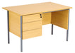 Eco 18 Rectangular Desk With Pedestal 1200 X 750 Oak With Black Frame 3 Drawer Pedestal
