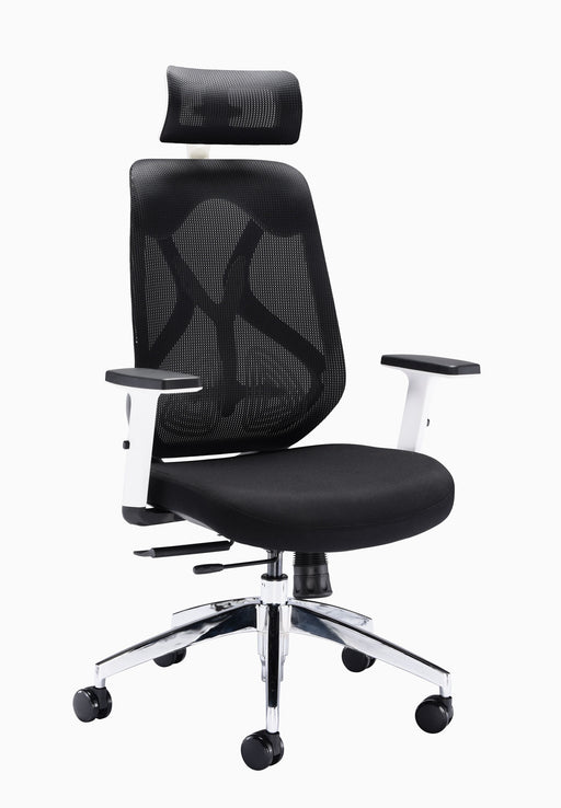 Maldini High Back Black Mesh Chair With White Plastic Frame Default Title  