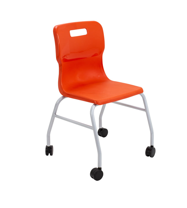 Titan Move 4 Leg Chair With Castors Orange  