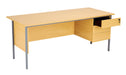 Eco 18 Rectangular Desk With Pedestal 1800 X 750 Oak With Black Frame 3 Drawer Pedestal