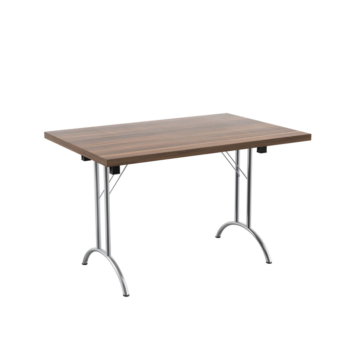One Union Rectangular Folding Table 1200 X 800 Chrome Dark Walnut