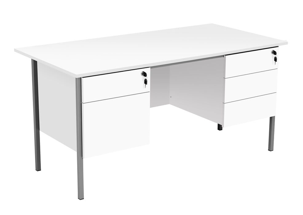 Eco 18 Rectangular Desk With 2 And 3 Drawer Pedestal 1500 X 750 White With Black Frame 