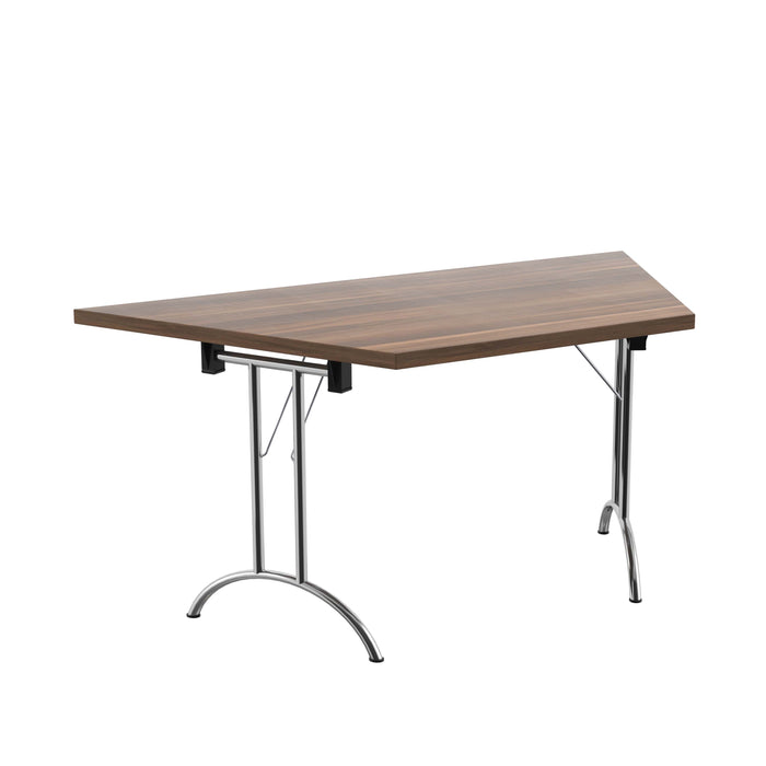 One Union Trapezoidal Folding Table 1600 X 800 Silver Dark Walnut