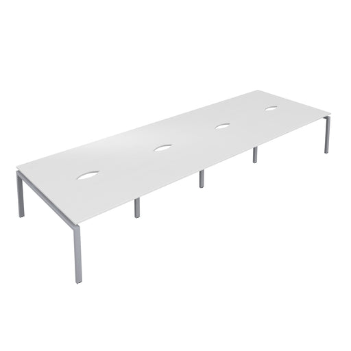 Telescopic 8 Person White Bench With Cut Out 1200 X 600 Black 