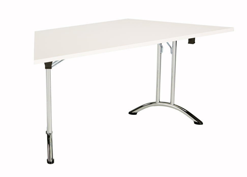 One Union Trapezoidal Folding Table 1600 X 800 Chrome White