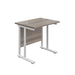 Twin Upright Grey Oak Rectangular Desk 800 X 600 White 