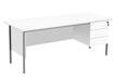 Eco 18 Rectangular Desk With Pedestal 1800 X 750 White With Black Frame 3 Drawer Pedestal