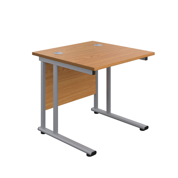 Twin Upright Nova Oak Rectangular Desk 800 X 800 Silver 