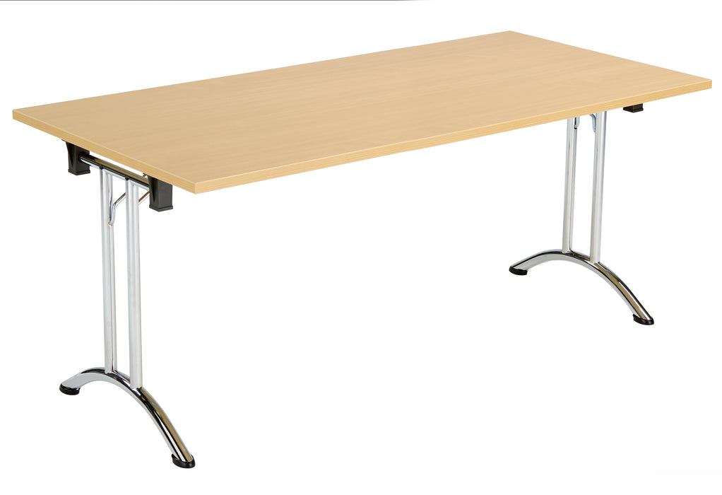 One Union Rectangular Folding Table 1600 X 800 Chrome Nova Oak