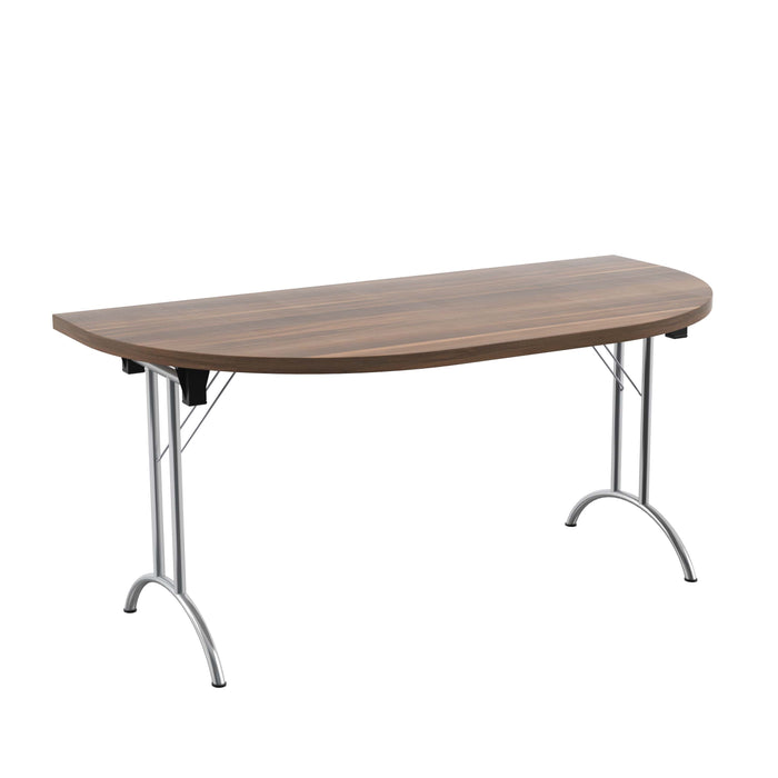 One Union D End Folding Table 1600 X 800 Chrome Dark Walnut