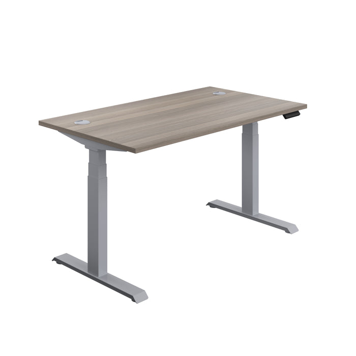 Economy Sit Stand Desk 1800 X 800 Grey Oak With Silver Frame 