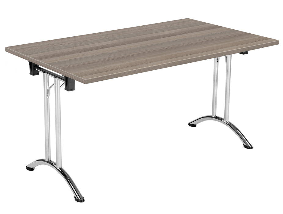One Union Rectangular Folding Table 1400 X 800 Chrome Grey Oak