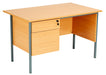 Eco 18 Rectangular Desk With Pedestal 1200 X 750 Beech With Black Frame 2 Drawer Pedestal