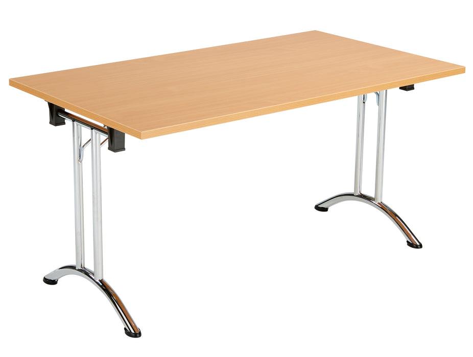 One Union Rectangular Folding Table 1400 X 700 Chrome Beech